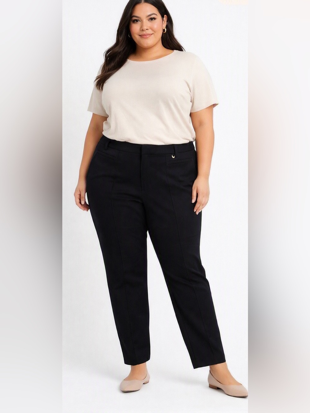 Rafaella Comfort Women’s Elastic Waist Pointe Pant in Classic Black Sz 18W